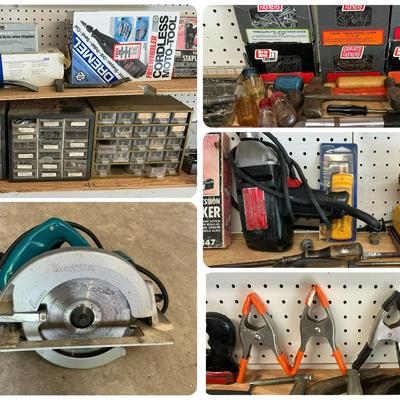 Household Tool Lot - Dremel, Saw, Screws & Nails, Clamps & More 