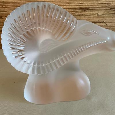 Lalique Rams Head Crystal Sculpture 