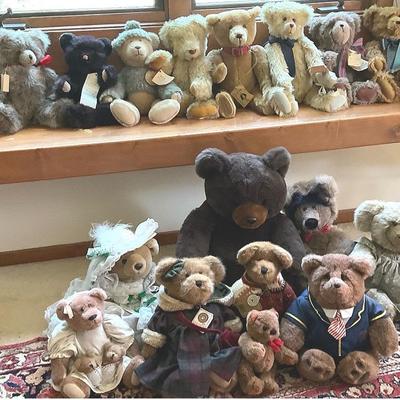 Huge Lot Of Collectible Stuffed Bears - Signed Artisan, Gund, Boyd