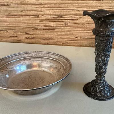 Stieff Sterling Silver Dish And Bud Vase 