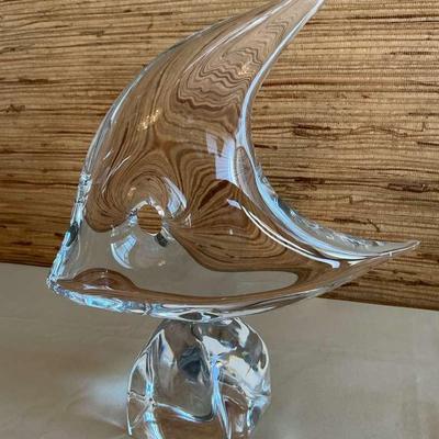 Daum France Crystal Angel Fish Sculpture 