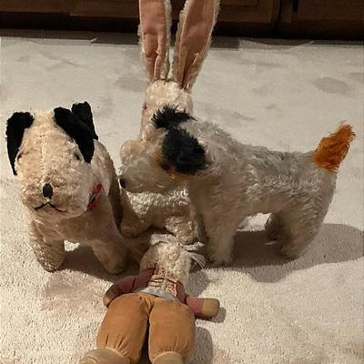 Assorted German Steiff Stuffed Animals And A 1960s Bunny
