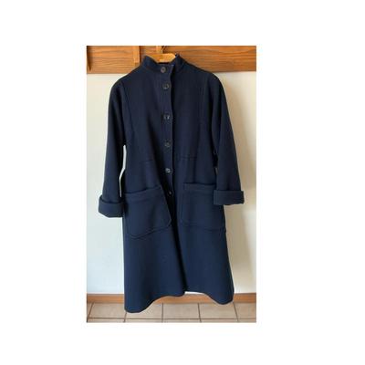 Vintage Navy Blue Wool Coat Woolmark ILGWU Satin Lined