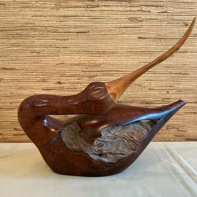 Carved Burl Wood Bird Burlingham 1982