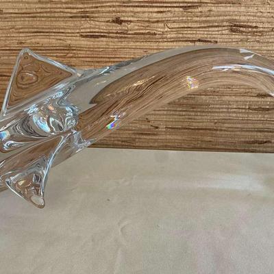 Daum France Crystal Dolphin Sculpture 