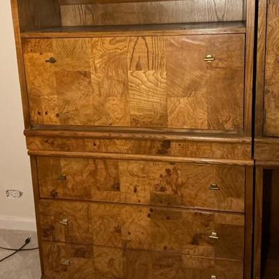 Art Deco Birds Eye Veneer Desk & Drawers