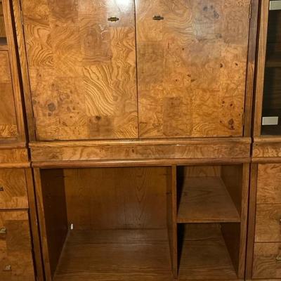 Art Deco Birds Eye Veneer Cabinet & Shelf