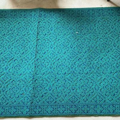 Karastan Blue Green Diamond Pattern Rug 4' x 6'