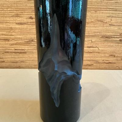Deeble Carved Thick Amethyst Color Glass Vase 