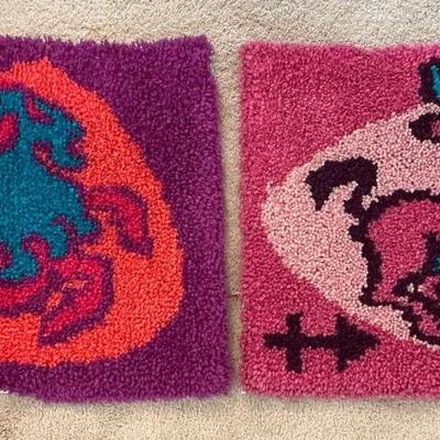 Set Of Two Latch Hook Zodiac Rugs 
