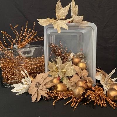 Copper Christmas Picks & Poinsettias 