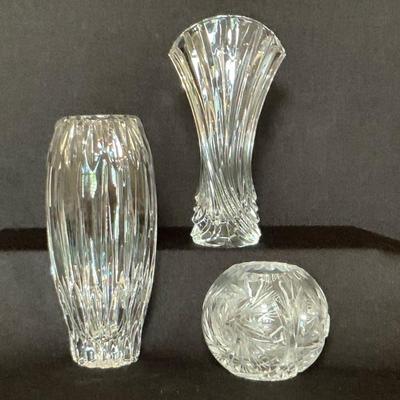Vintage Crystal Vases And Rose Bowl