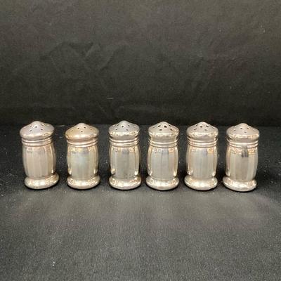 Six Sterling Silver Salt Shakers