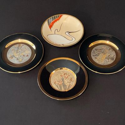 Yoshinobu Hara Collectible Plates & Brass Heron Dish