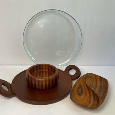 Wood And Glass Serving Pieces