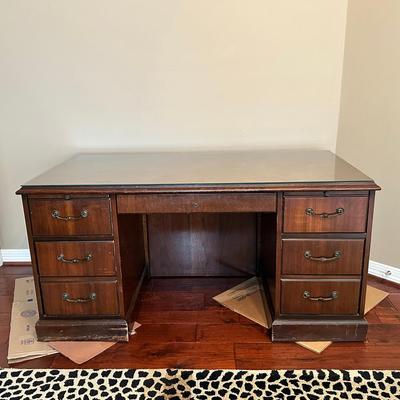 Wood Desk With Glass Top