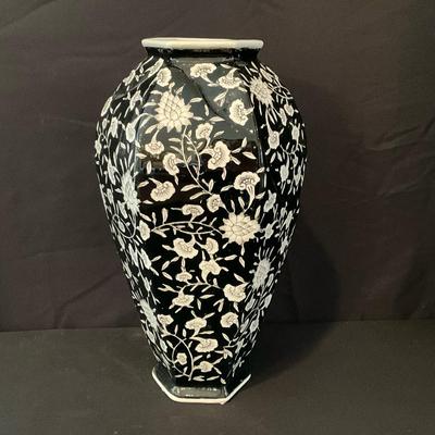 Large Black & White Ceramic Vase