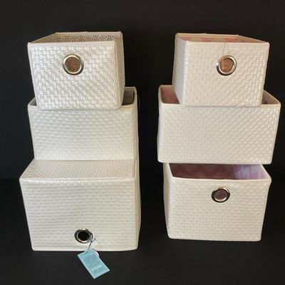 White Fabric Lined Bins 2