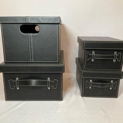 Faux Leather Black Storage Bins 1