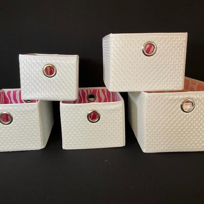 White Fabric Lined Bins 1