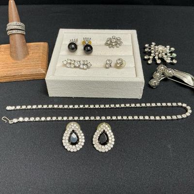 Vintage Rhinestone Brooches, Earrings, And More