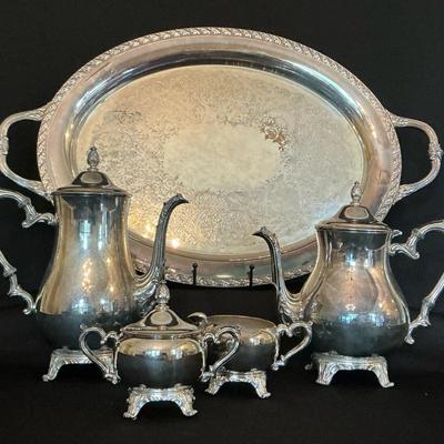 WM Rogers 2600 And Sons Vintage Silver Plate Coffee Tea Set With Creamer And Sugar 