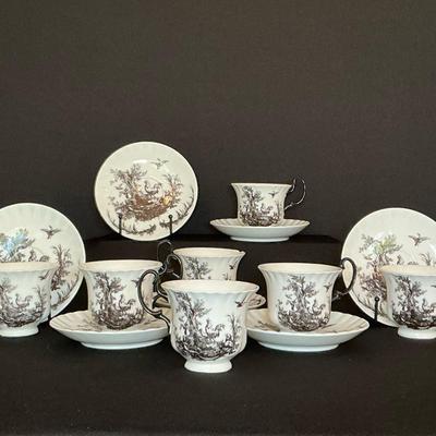 Vintage Black And White Coffee Cup And Saucer Set