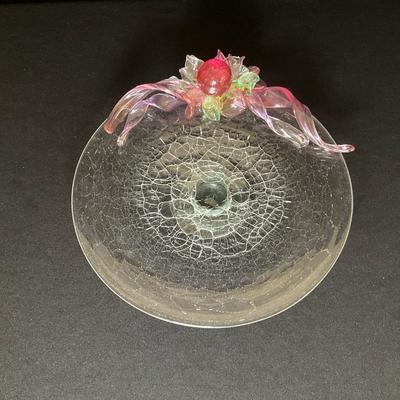 Hand Made Glass Platter On Pedestal 