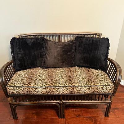 Wicker Settee With Pillows 