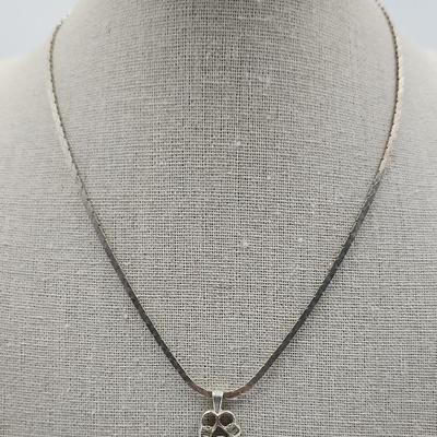 Baby Shoes and Red Gem Sterling Pendant on Sterling Chain