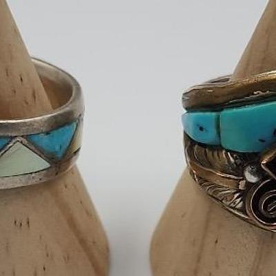 Large Vintage Sterling and Turquoise Rings