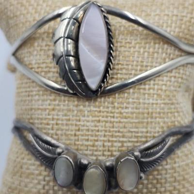 Unmarked Native American Sterling Cuff Bracelets