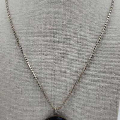 Aztec Calendar with Shell Stamped Alpaca on Sterling Chain