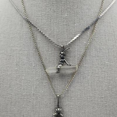 Sterling Elf and Quartz/Onyx on Sterling Chains