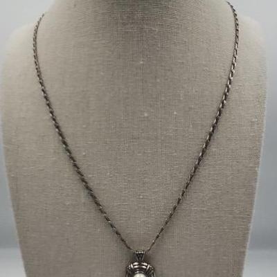 Sterling Pendant with Faux Pearl on Sterling Chain