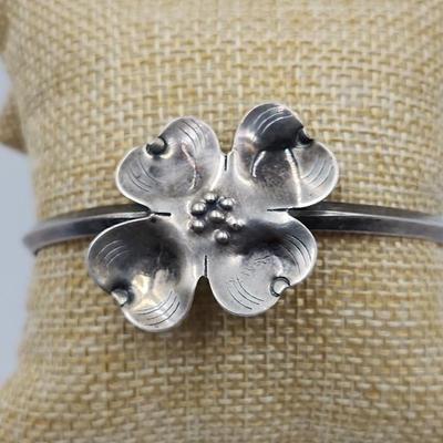 Sterling Floral Cuff Bracelet 