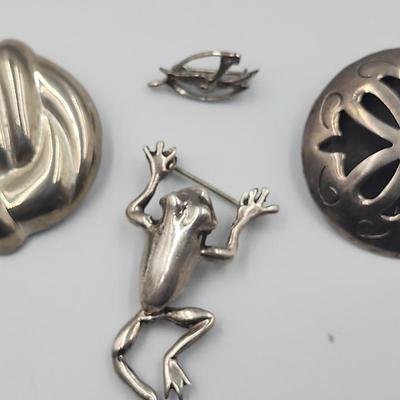 Large Sterling Vintage Brooches 