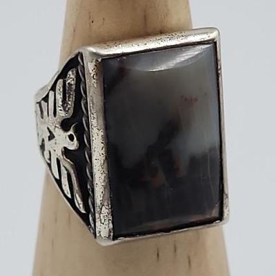 Vintage Native American Sterling and Large Gemstone Ring