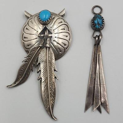Native American Unmarked Sterling and Turquoise Pendants 