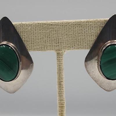 Native American Artist Signed Sterling Earrings With Jasper