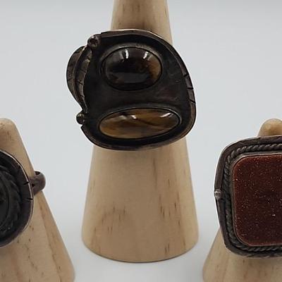 Vintage Native American Tigers Eye Sterling Rings