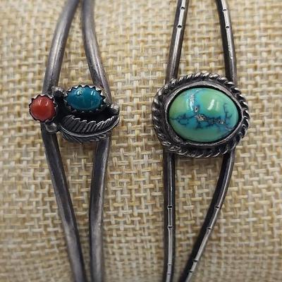Vintage Unmarked Native American Sterling, Turquoise and Coral Bracelets 