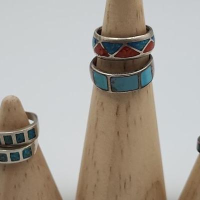 Unmarked Sterling Vintage Kids Rings with Turquoise