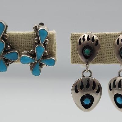 Vintage Native American Turquoise on Unmarked Sterling 