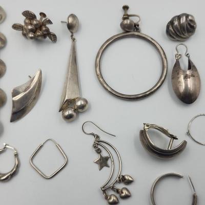 Vintage Sterling Earrings All Singles All Stamped