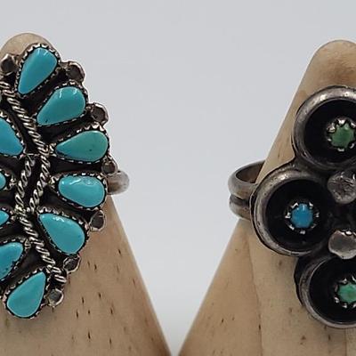 Vintage Unmarked Sterling Native American Artist Signed Rings