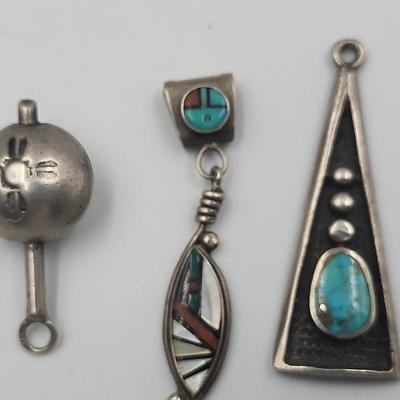 Unmarked Sterling Native American Pendants