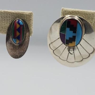 Zuni Earrings Stamped Sterling