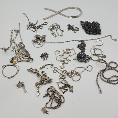 Mystery Lot of Sterling: Single Earrings, Broken Items, Etc.