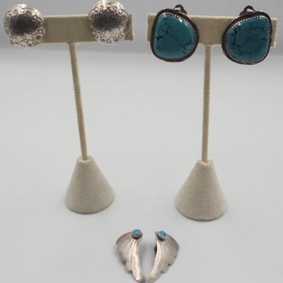 Vintage Unmarked Native American Sterling Earrings 